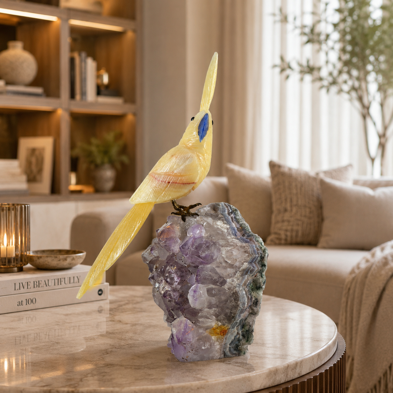 Solara Amethyst Gemstone Bird – Crystal Parrot Home Décor, Joy & Positivity Symbol | 10 Inch, 2.044 kg