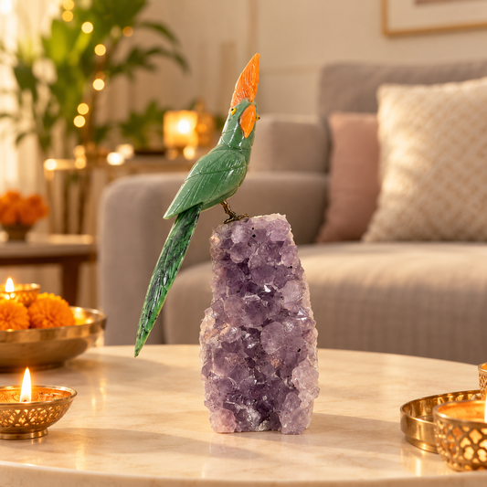 Jadevia Amethyst Gemstone Bird – Crystal Parrot Home Décor, Prosperity & Harmony Symbol, 7.5 Inch, 0.666 kg