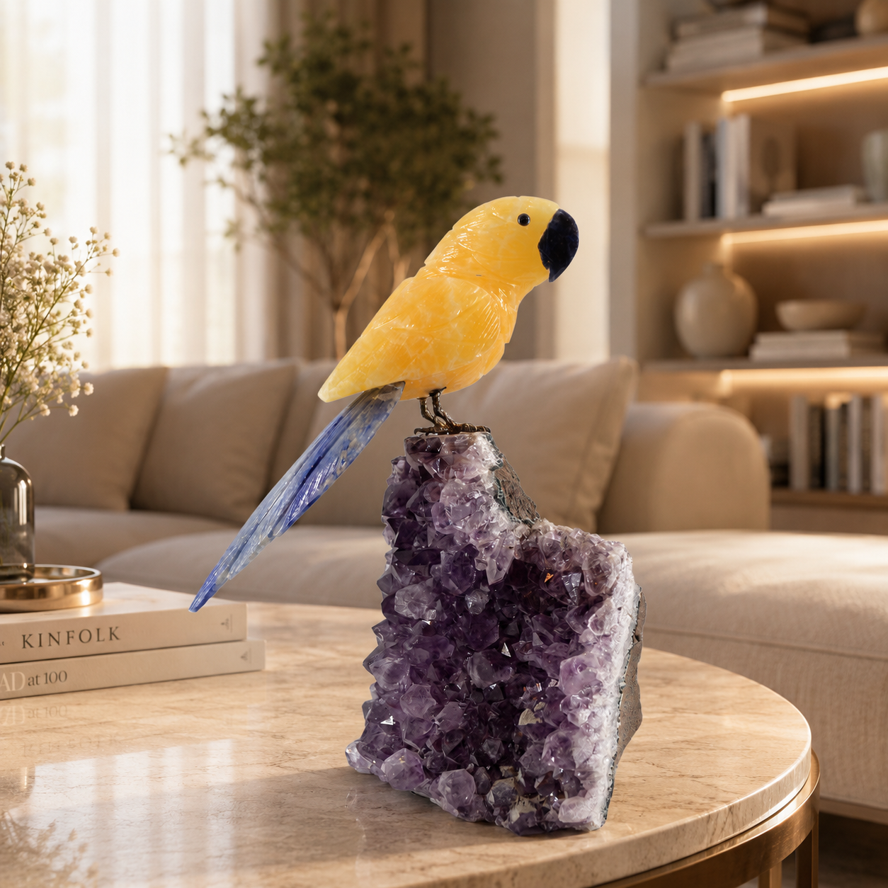 Solviera Amethyst Gemstone Bird – Crystal Parrot Home Décor, Joy & Wisdom Symbol | 9.5 Inch, 1.6 kg