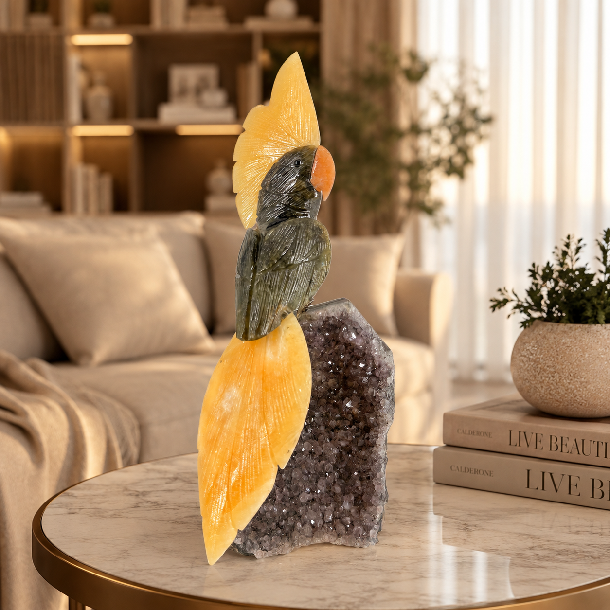 Aurevia Amethyst Gemstone Bird – Crystal Parrot Home Décor, Protection & Positivity Symbol | 9 Inch, 1.5 kg