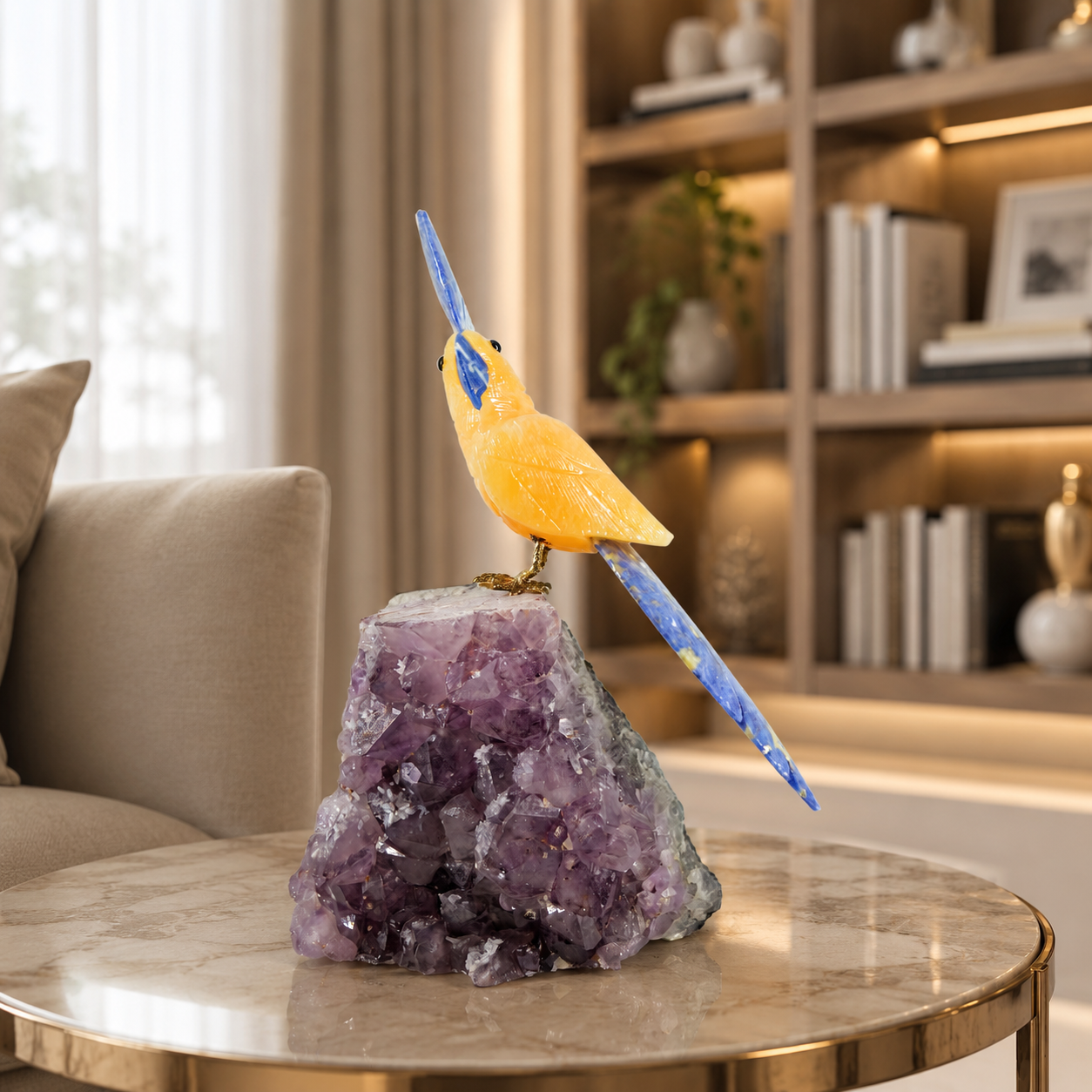Solavira Amethyst Gemstone Bird – Crystal Parrot Home Décor, Wisdom & Joy Symbol | 9.3 Inch, 1.8 kg