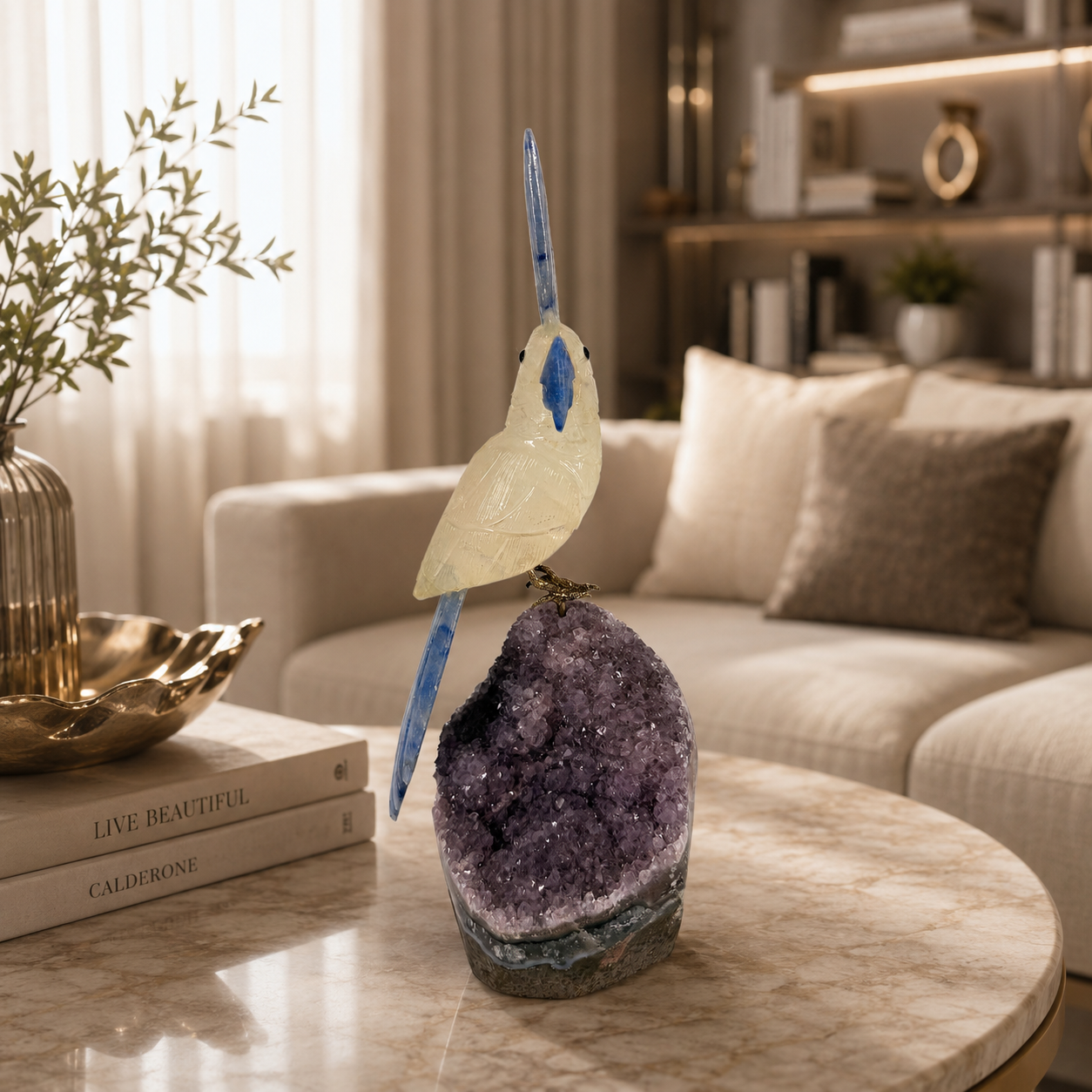 Aurevia Amethyst Gemstone Bird – Crystal Parrot Home Décor, Wisdom & Clarity Symbol | 10 Inch | 1.4 kg