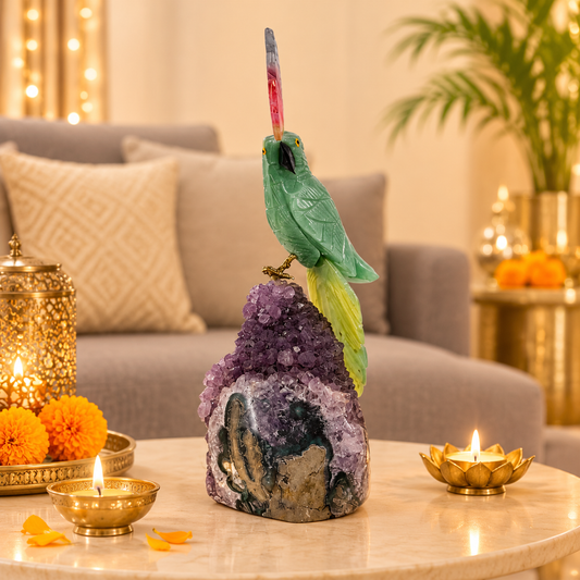 Jadevia Amethyst Gemstone Bird – Crystal Parrot Home Décor, Prosperity & Harmony Symbol, 8 Inch, 0.770 kg