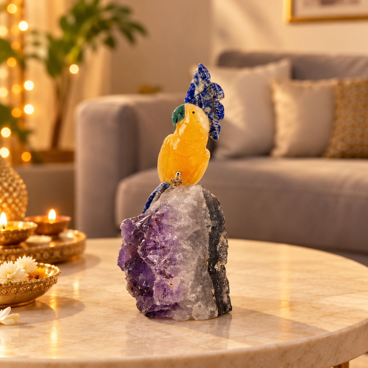 Solara Amethyst Gemstone Bird – Crystal Parrot Home Décor, Positivity & Clarity Symbol, 7.5 Inch, 0.900 kg