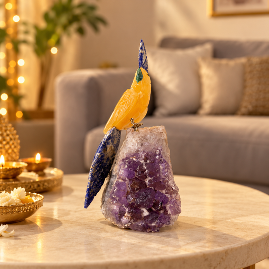 Solara Amethyst Gemstone Bird – Crystal Parrot Home Décor, Positivity & Clarity Symbol, 7.5 Inch, 0.900 kg