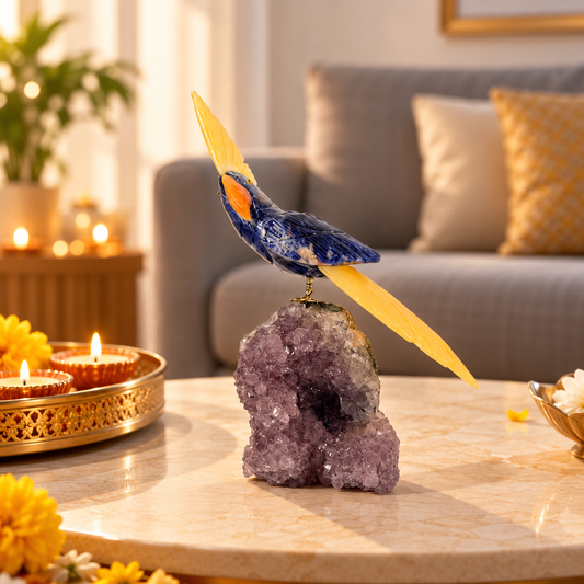 Sorevia Amethyst Gemstone Bird – Crystal Parrot Home Décor, Clarity & Positivity Symbol, 7 Inch, 0.442 kg