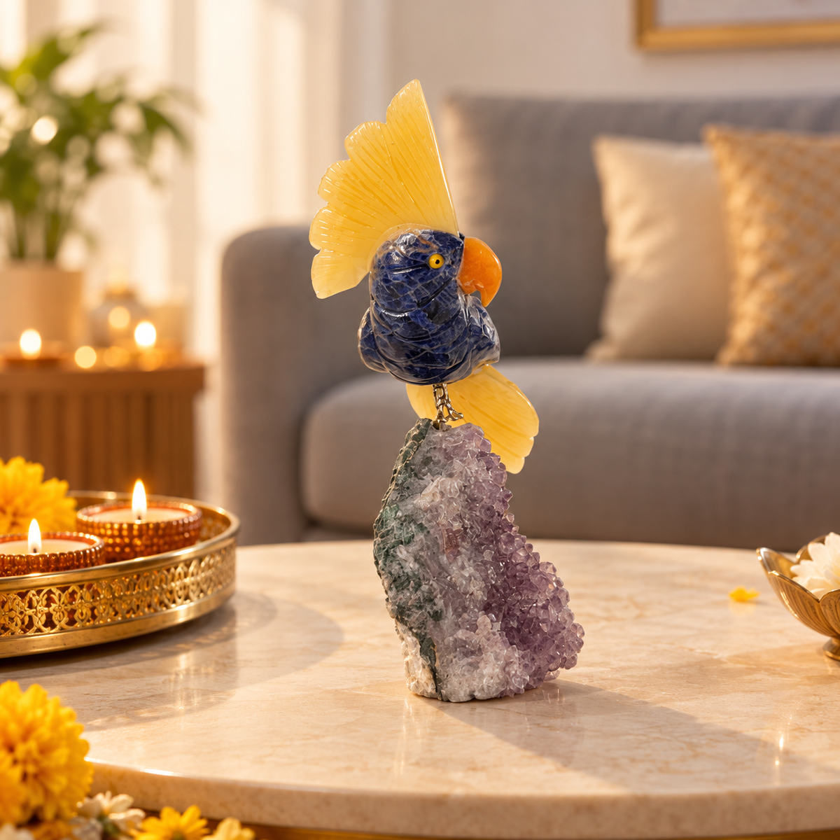 Sorevia Amethyst Gemstone Bird – Crystal Parrot Home Décor, Clarity & Positivity Symbol, 7 Inch, 0.442 kg