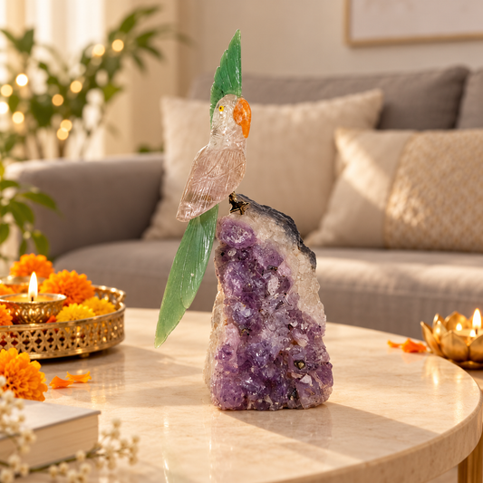 Jadevia Amethyst Gemstone Bird – Crystal Parrot Home Décor, Clarity & Prosperity Symbol, 8 Inch, 0.754 kg