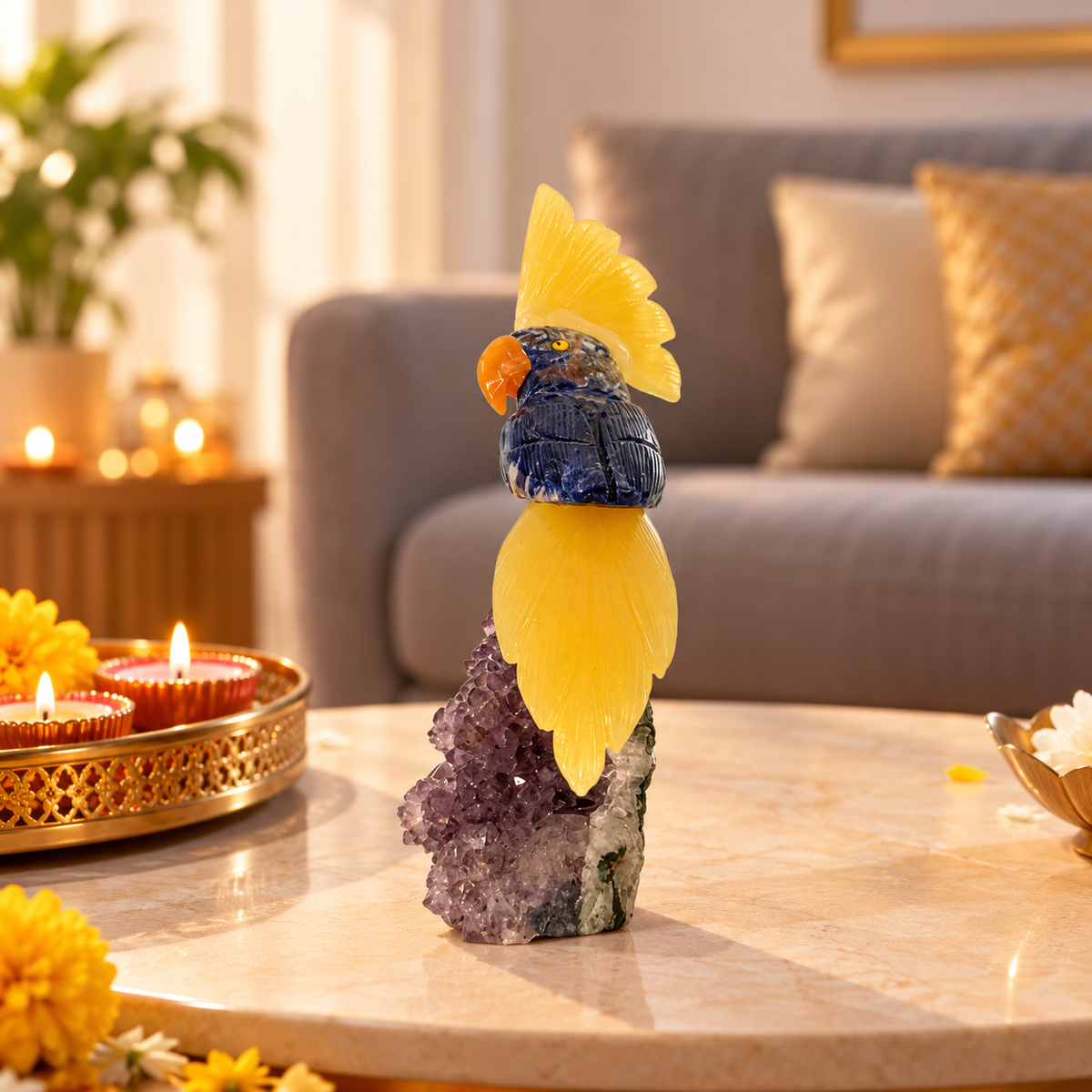 Sorevia Amethyst Gemstone Bird – Crystal Parrot Home Décor, Clarity & Positivity Symbol, 7 Inch, 0.442 kg