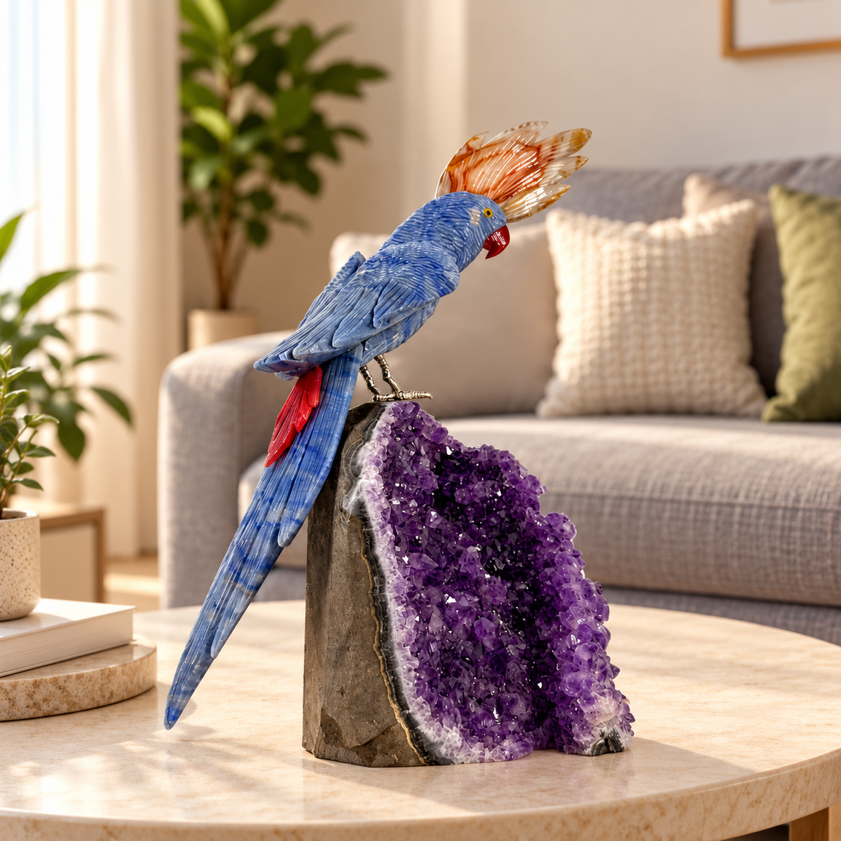 Azura Amethyst Gemstone Bird – Blue Sodalite Crystal Parrot Home Décor, Clarity & Harmony Symbol, 12 Inch, 3.362 kg
