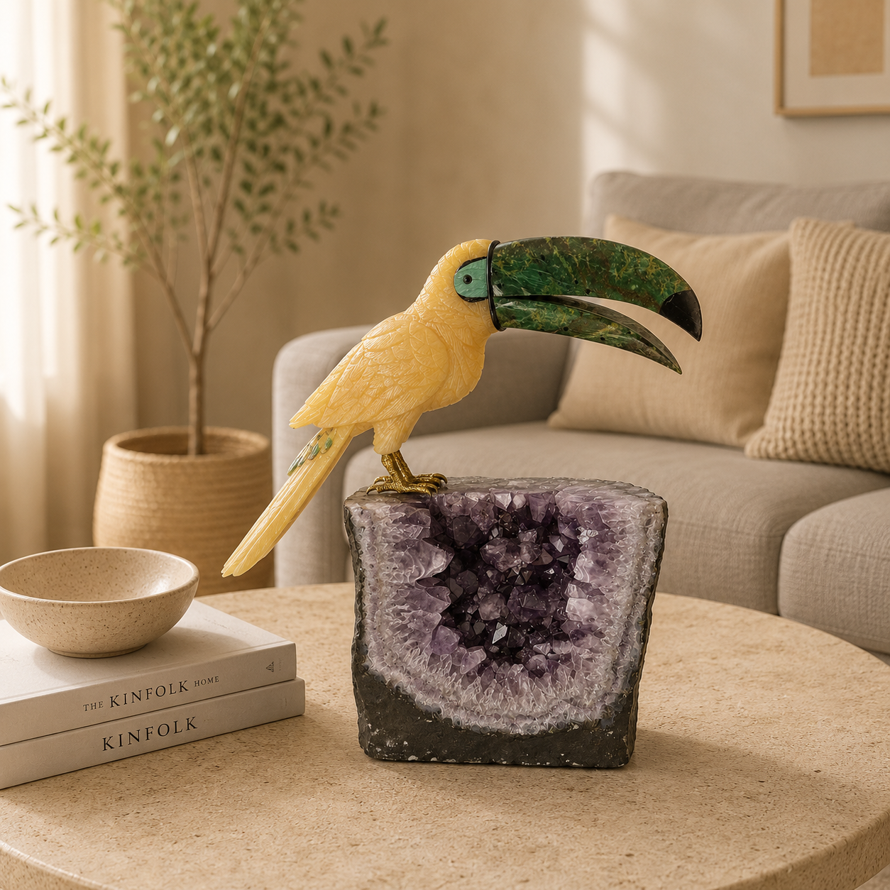 Aurecantha Amethyst Gemstone Toucan – Crystal Toucan Home Décor, Joy & Prosperity Symbol | 20 Inch, 24kg