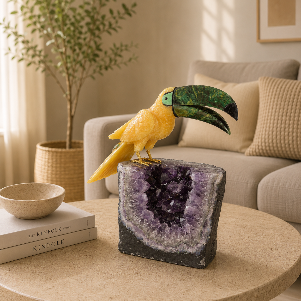 Aurecantha Amethyst Gemstone Toucan – Crystal Toucan Home Décor, Joy & Prosperity Symbol | 20 Inch, 24kg