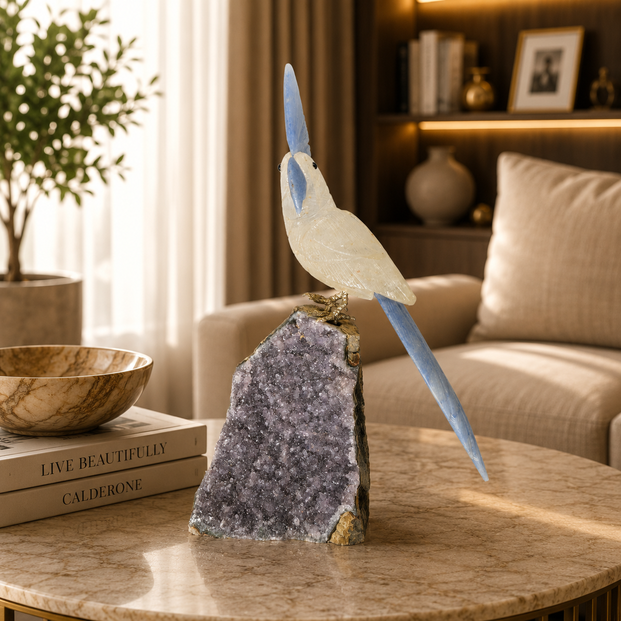 Auracrest Clear Quartz Gemstone Bird – Wisdom & Harmony Symbol | 9.9 Inch, 1.176 kg