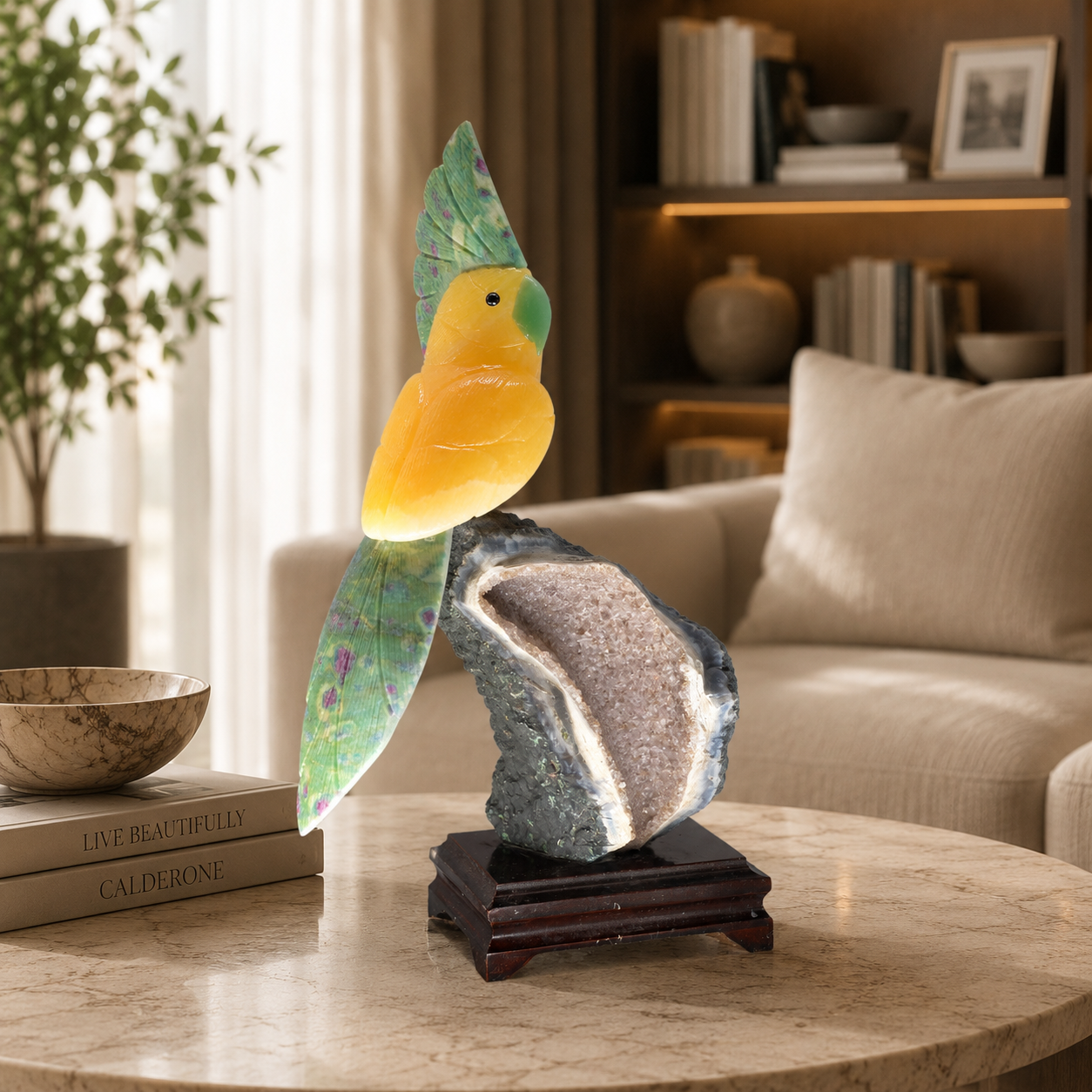 Aurelume Amethyst Gemstone Bird – Crystal Parrot Home Décor, Prosperity & Positive Energy Symbol | 10 Inch, 1.4 kg
