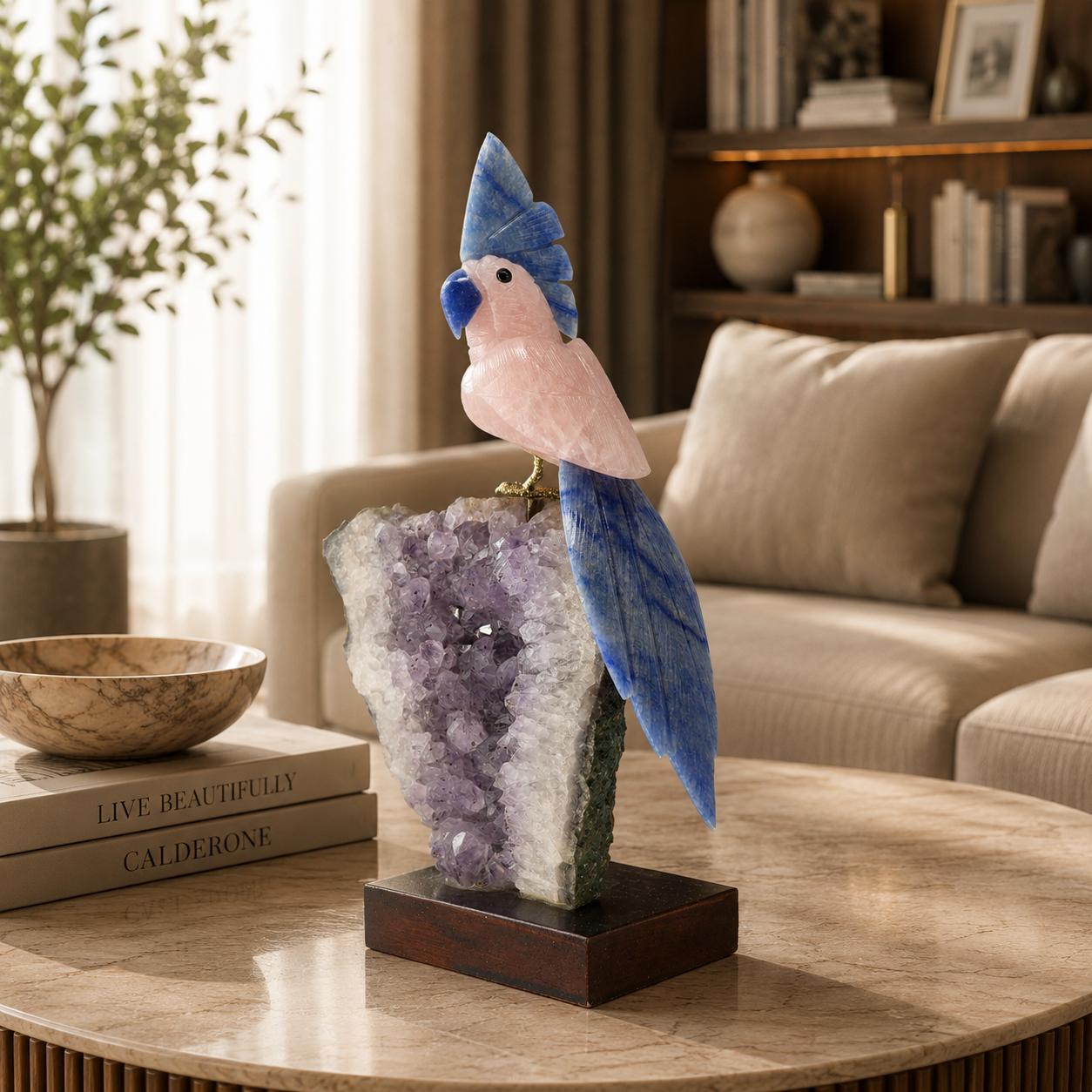 Roselune Amethyst Gemstone Bird – Crystal Parrot Home Décor, Love & Serenity Symbol | 11 Inch, 1.6 kg