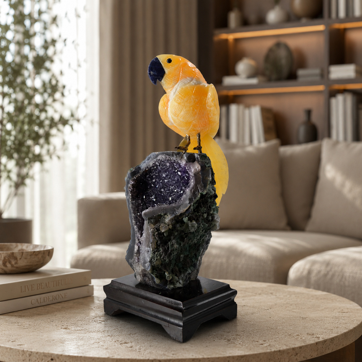 Aurelume Amethyst Gemstone Bird – Golden Serenity Home Décor, Prosperity & Positivity Symbol | 9.6 Inch, 1.362 kg