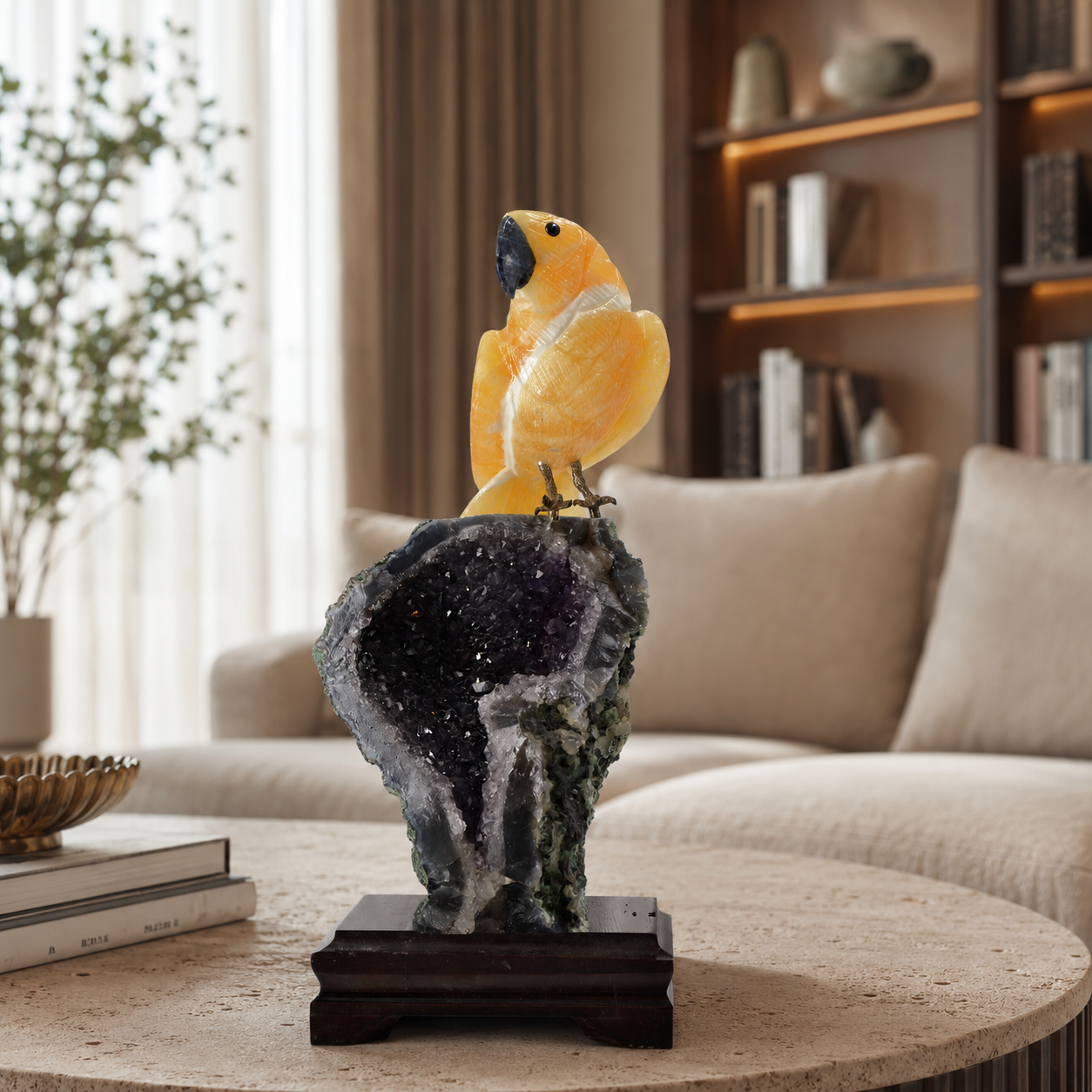 Aurelume Amethyst Gemstone Bird – Golden Serenity Home Décor, Prosperity & Positivity Symbol | 9.6 Inch, 1.362 kg