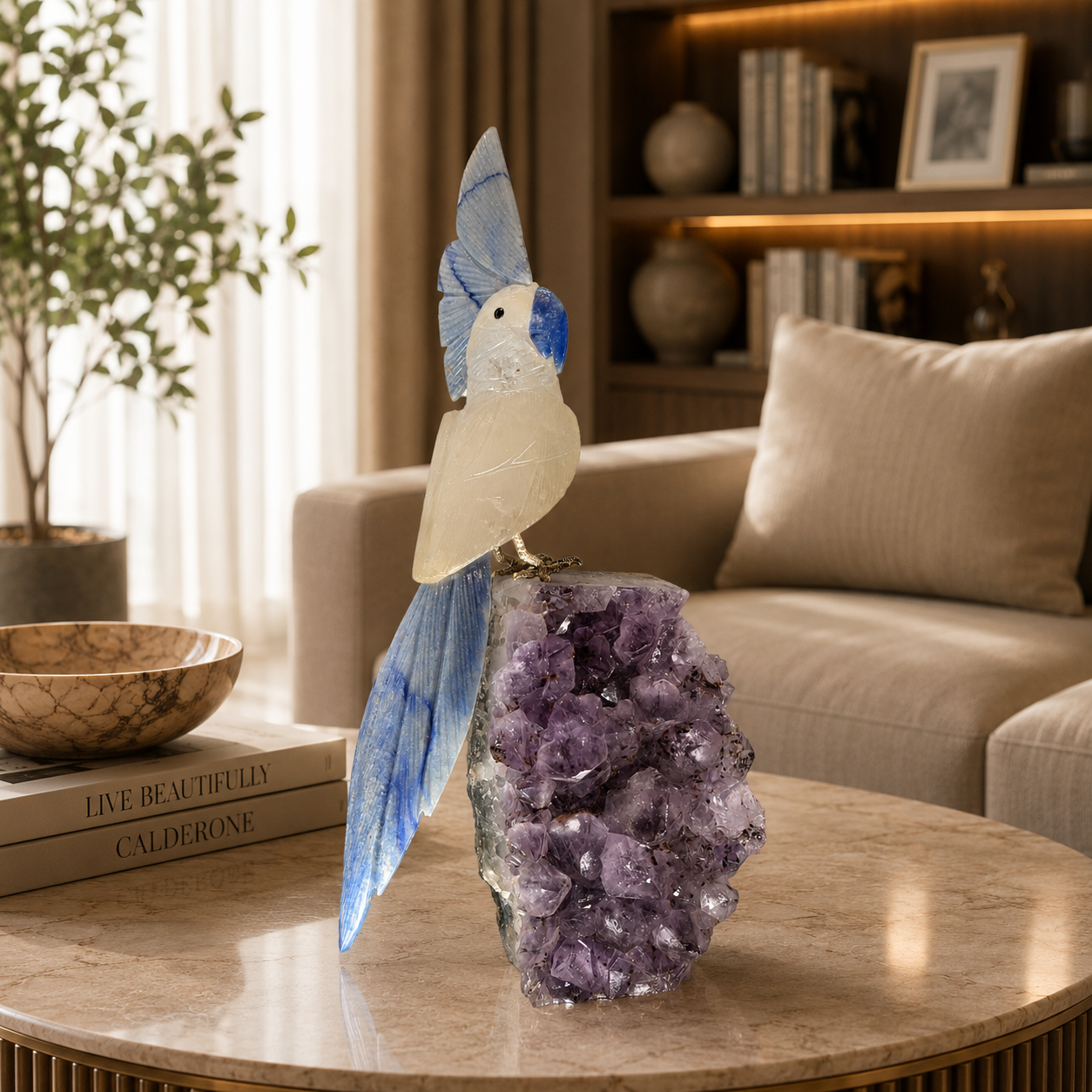 Lumivian Amethyst Gemstone Bird – Crystal Parrot Home Décor, Wisdom & Clarity Symbol | 10 Inch, 1.744 kg