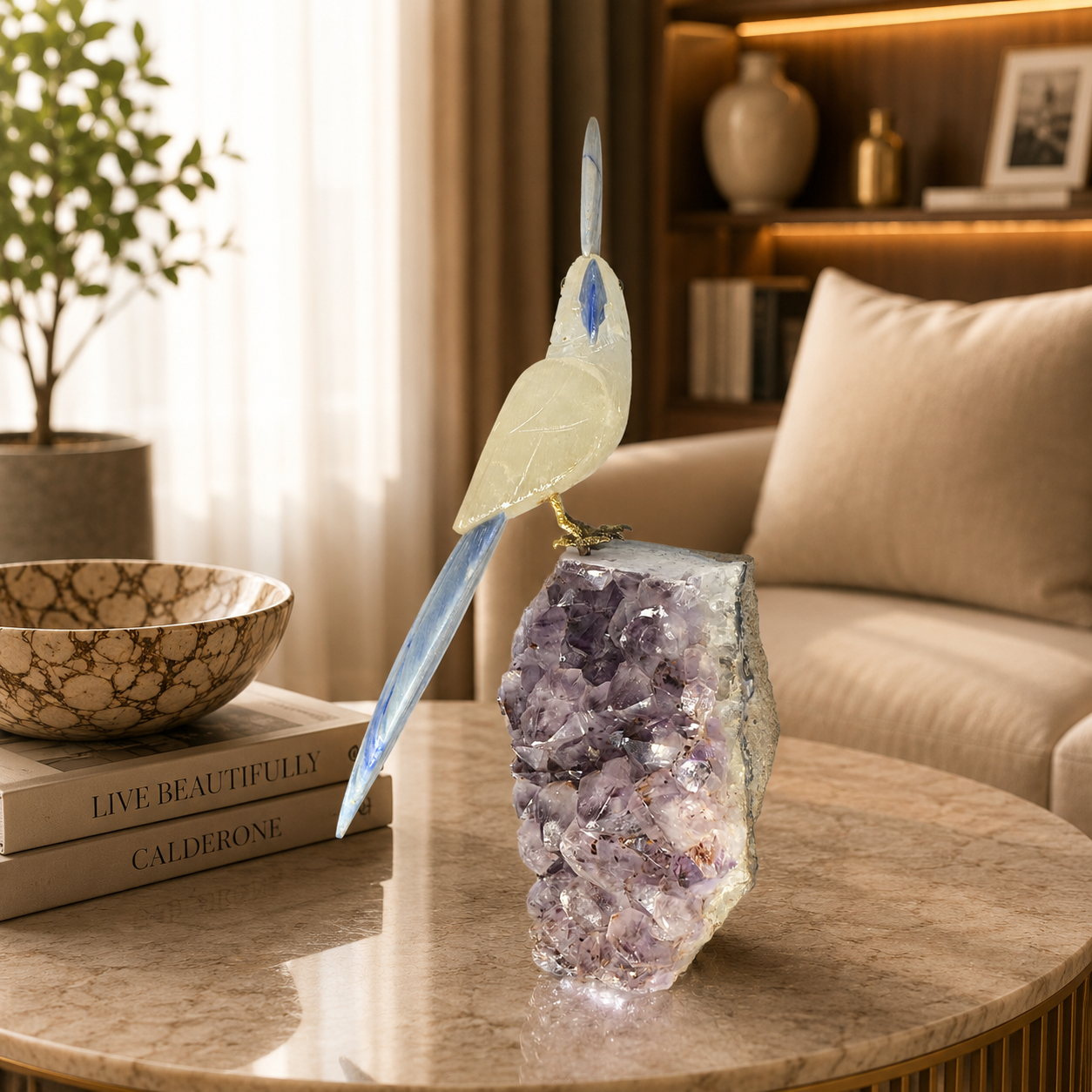 Lumivian Amethyst Gemstone Bird – Crystal Parrot Home Décor, Wisdom & Clarity Symbol | 10 Inch, 1.744 kg