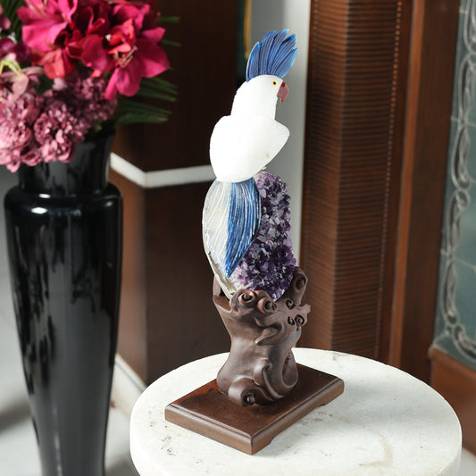 Aurewall Amethyst Geode Gemstone Bird Wall Sculpture – Handcrafted Crystal Bird Luxury Wall Décor with Decorative Mount, Feng Shui & Vastu Showpiece (13.2 Inch, 2 kg)