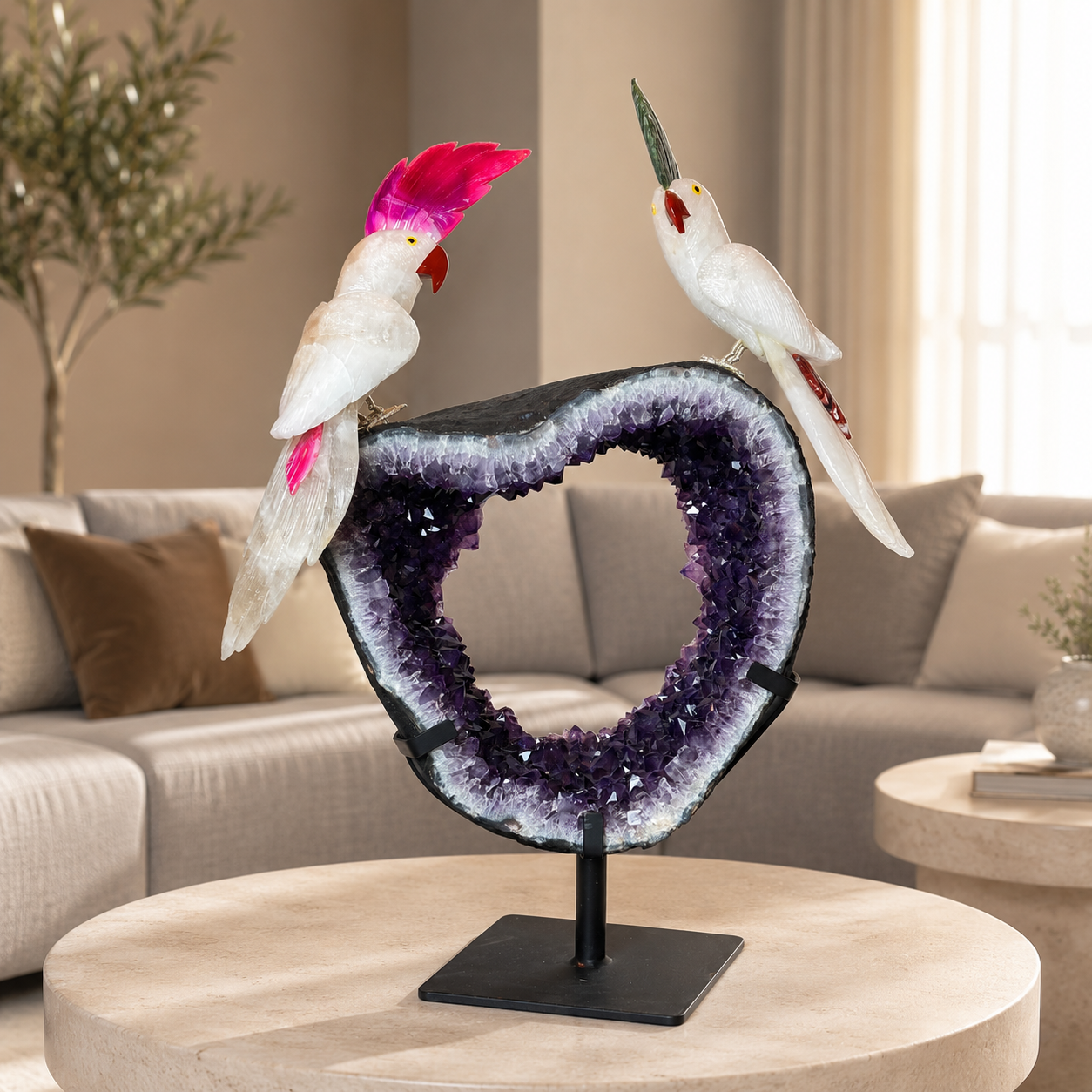 Aurelia Amethyst Lovebirds – Crystal Couple Home Décor, Love & Harmony Symbol | 27 Inch, 20.560 kg
